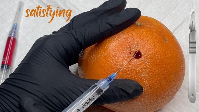 [asmr] Injecting/surgery On A Grapefruit