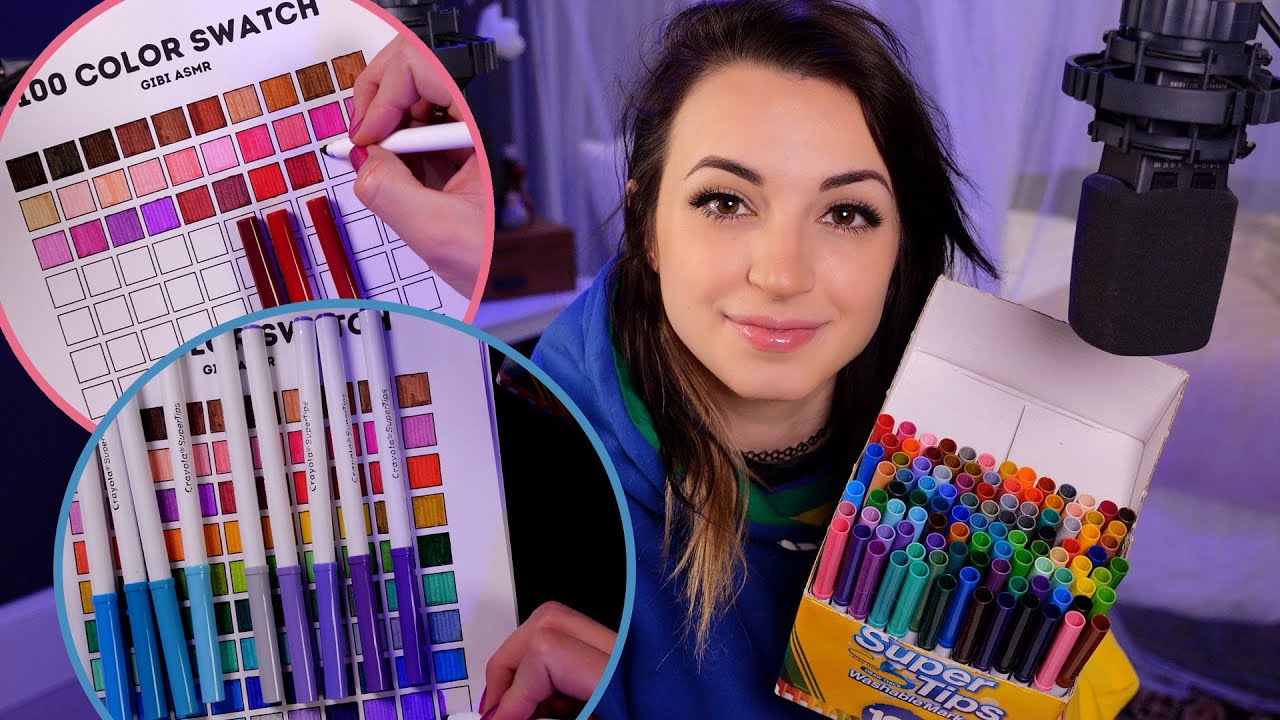 image 0 Asmr : Swatching And Sorting 100 Markers By Color